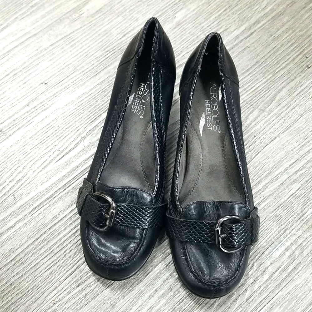 NWOB SZ6 Leather Aerosoles HeelRest slip on casual 2in heels